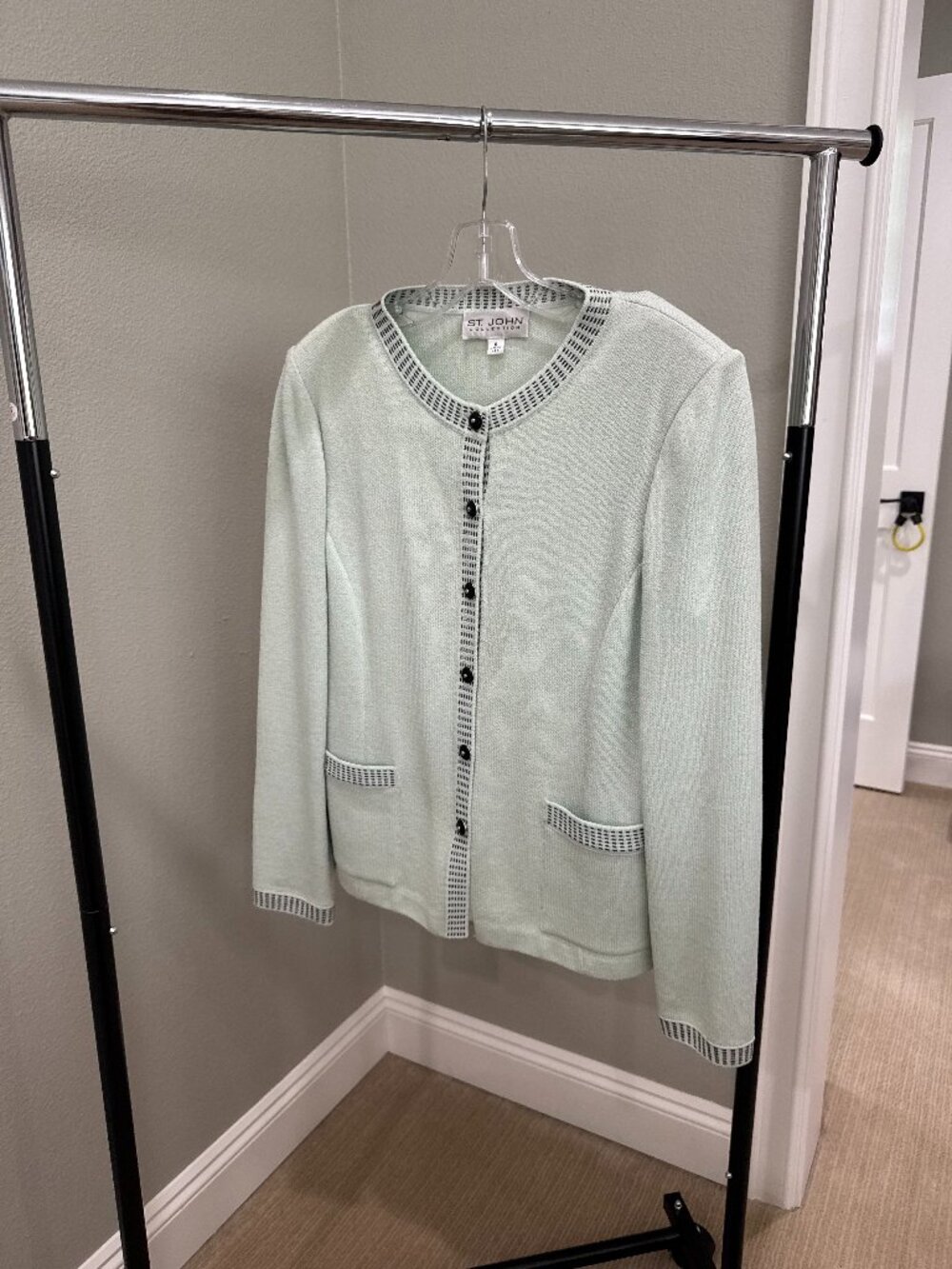 St. John Collection Mint Green Knit Cardigan